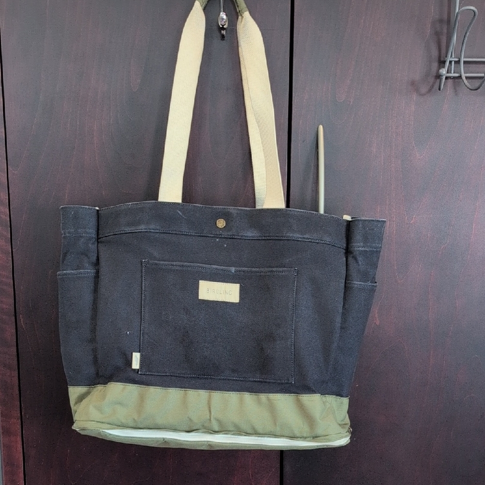 Birdling Canvas Navy and Green Tote Bag